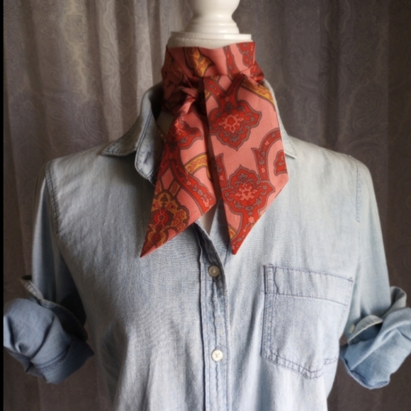 Liberty Art Fabric Skinny Scarf Organic Cotton Jimi Paisley Red Hendrix 60s 70s - Picture 3 of 14